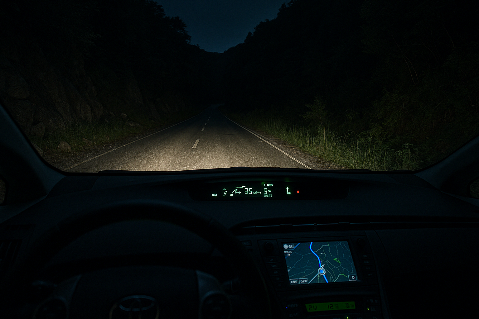 ３０プリウス　夜間走行