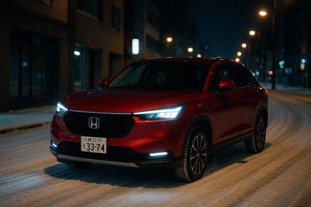 ヴェゼル雪道走行 夜