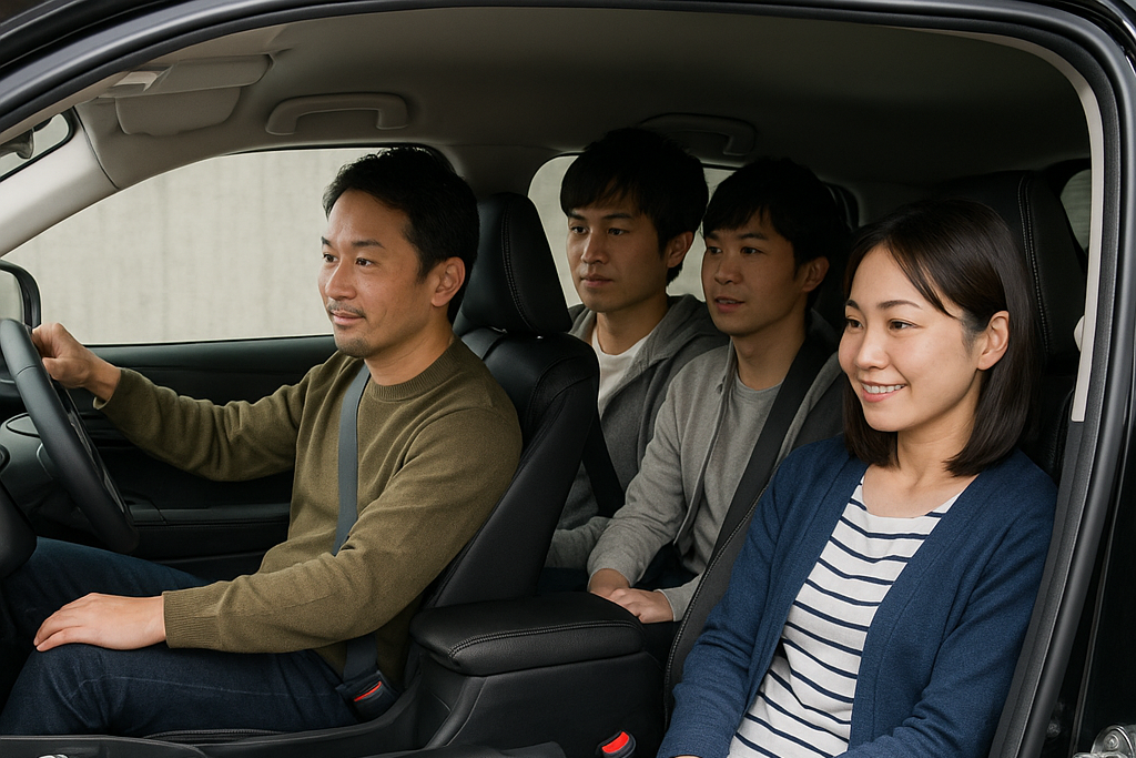 ヴェゼル 4人乗車 ゴルフバッグ4つ