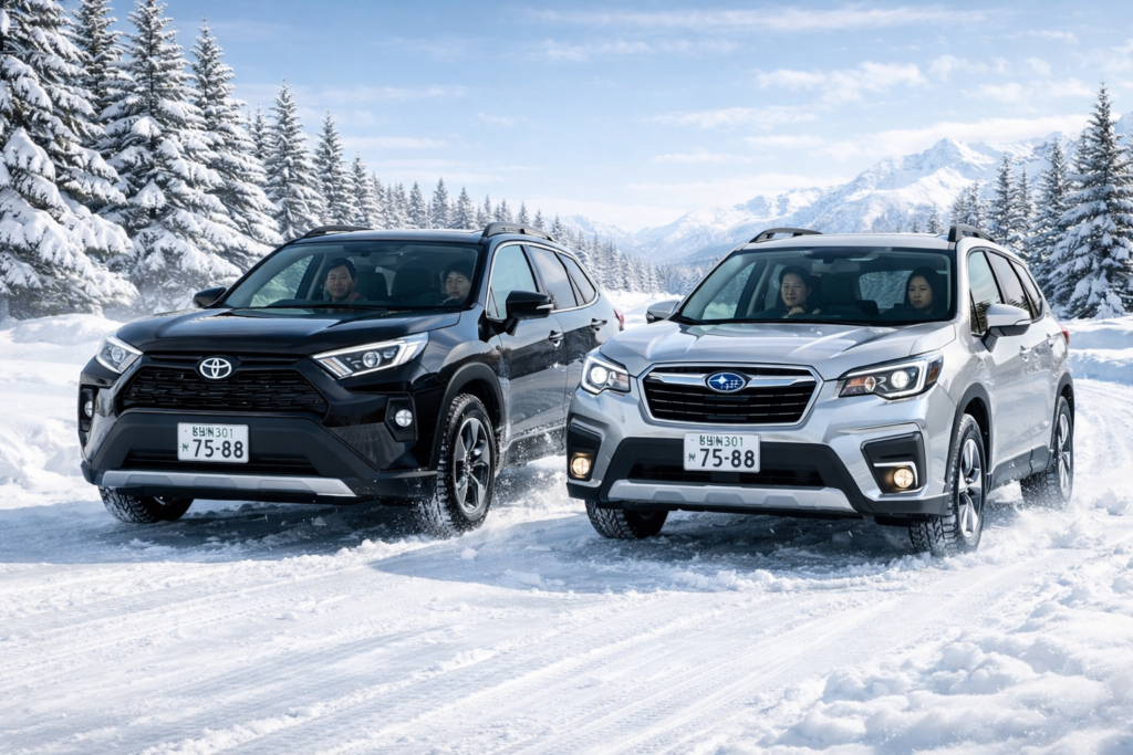 RAV4とフォレスター雪道